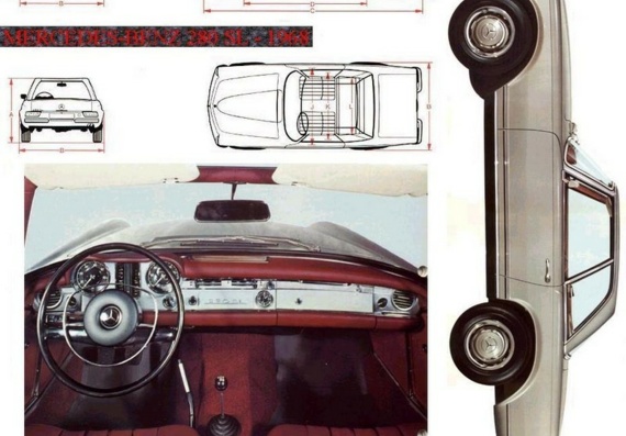 Mercedes-Benz 280 sel (1968) (Мерcедес-Бенз 280 сел (1968)) - чертежи (рисунки) автомобиля